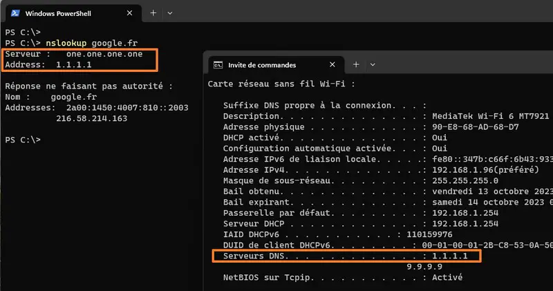 Nslookup DNS utilizado para las consultas