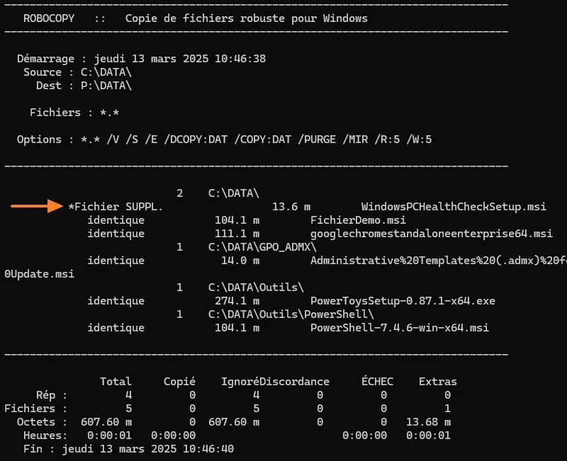 Robocopy's mirror mode